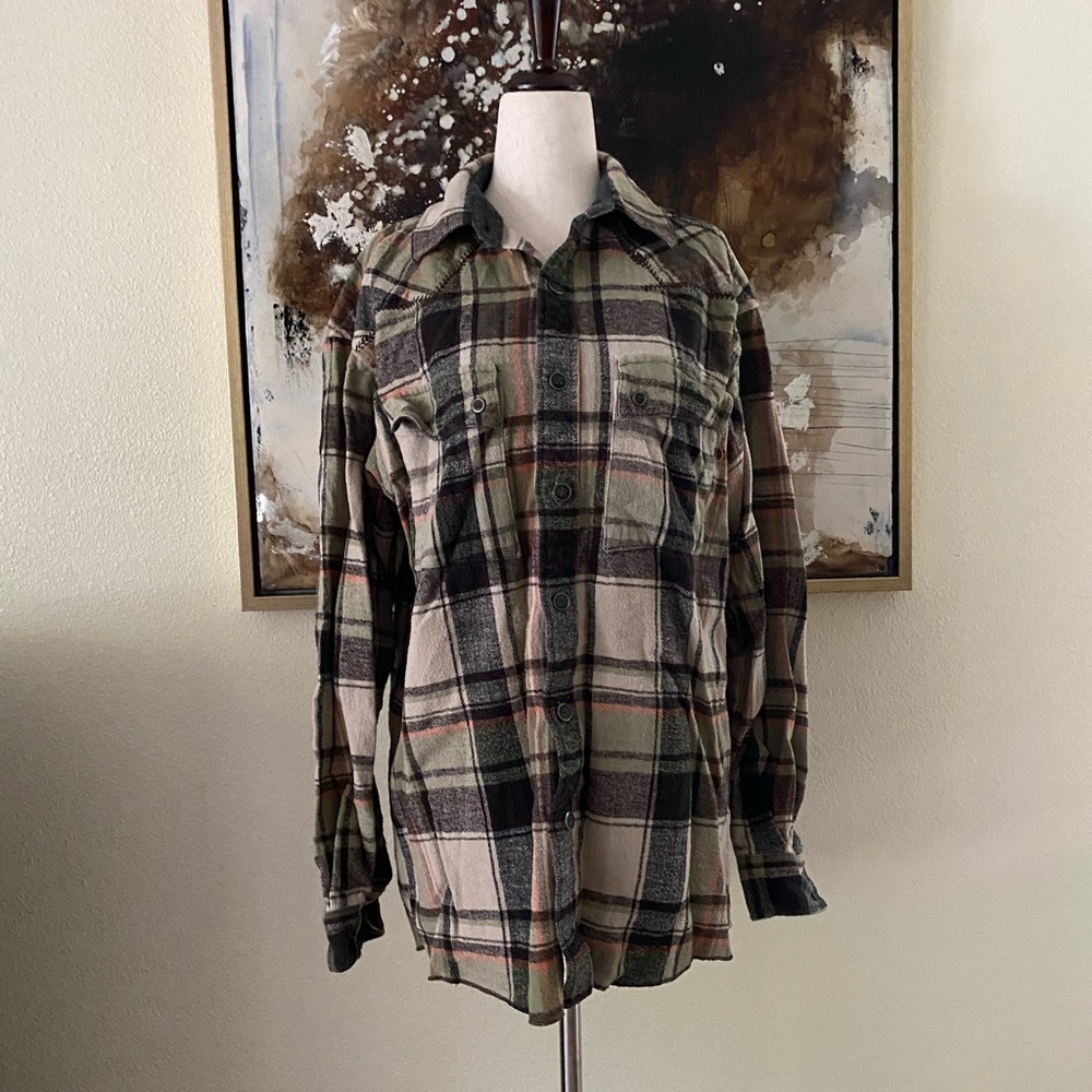 Vintage RedHead Button down flannel top size M EC